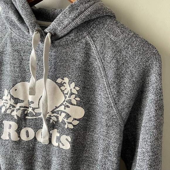 Roots salt and pepper grey pullover hoodie sweater size small - Picture 7 of 9